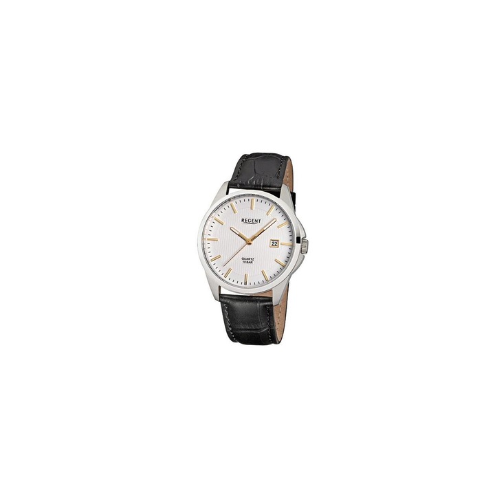 Ceas barbatesc Regent F-915, Quartz, 39mm, 10ATM, Argintiu