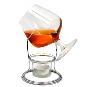 Set Incalzitor pahar cognac, Vin Bouquet, sticla si inox Set Incalzitor pahar cognac, Vin Bouquet, sticla si inox
