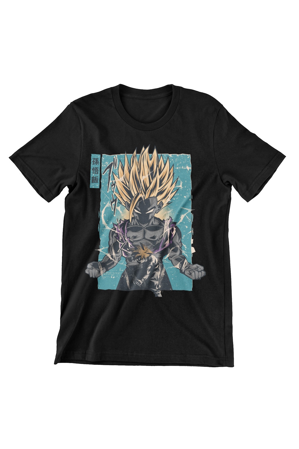 Tricou Barbati Dragon Ball Z, Gohan Retoro, negru, Negru