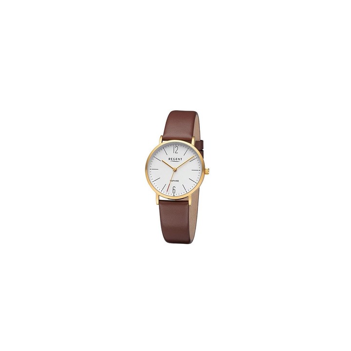 Ceas de dama Regent F-1320, Quartz, 32mm, 5ATM, Auriu