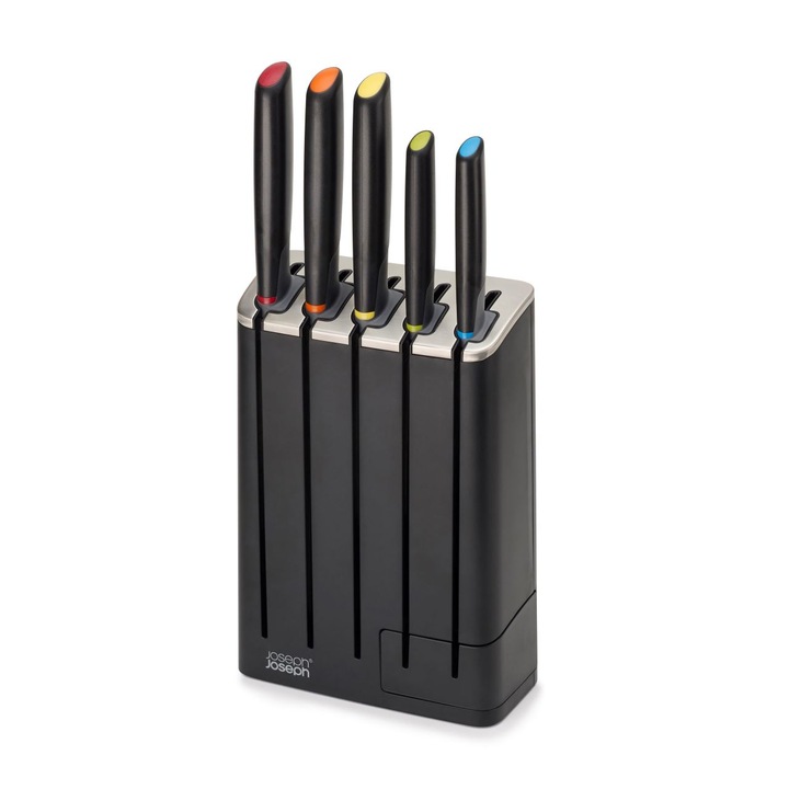 Set 5 cutite bucatarie cu suport slim, otel inoxidabil japonez, Joseph - J10537
