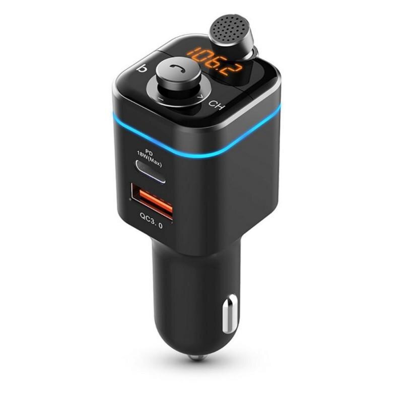 Incarcator auto Tech-Protect C72 Pro cu functie de Modulator FM, Bluetooth 5.0, USB/USB-C, Micro SD, Quick Charge 3.0, Negru