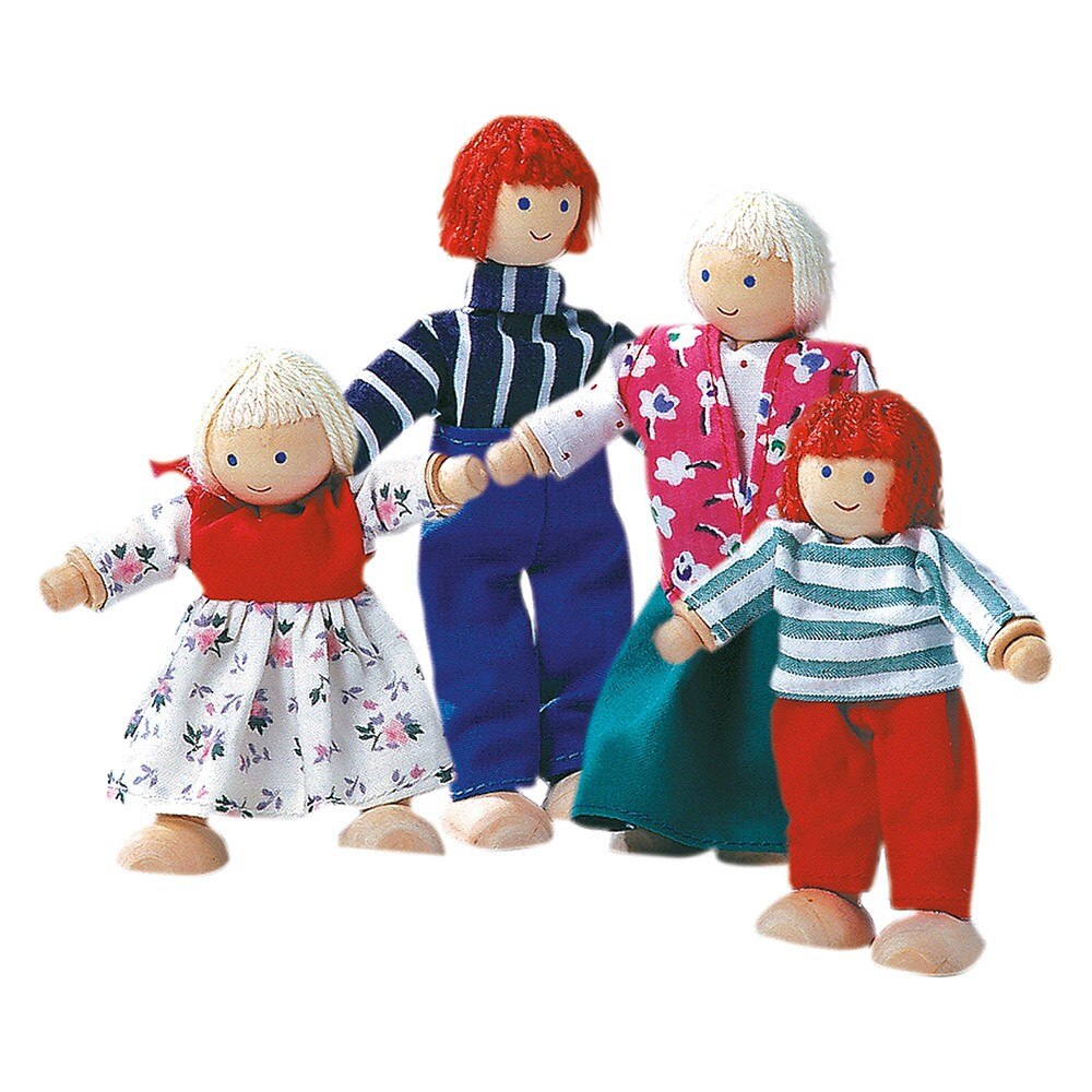 Familie papusi din lemn - 4 personaje - Bino
