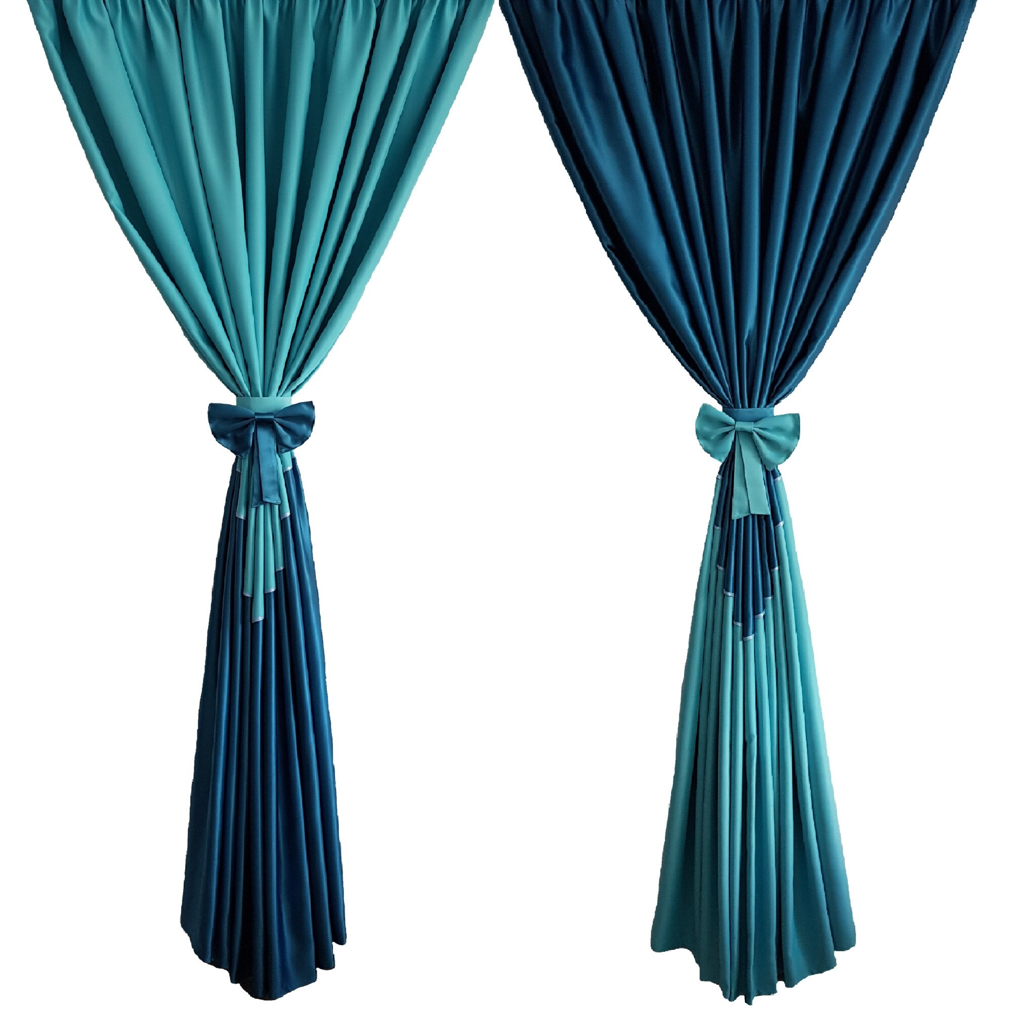 Set 2 draperii DECORINT pe rejansa (DR.58), albastru inchis/deschis, 250x241cmx2 buc