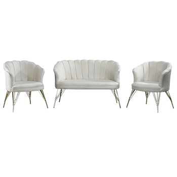 Set Canapea cu doua fotolii pentru cafea, Margareta Modela, Crem, 130 x 75 x 81 cm Set Canapea cu doua fotolii pentru cafea, Margareta Modela, Crem, 130 x 75 x 81 cm