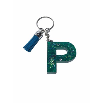 Breloc Gentelo cu initiala P, Handmade din rasina epoxidica Crystal verde, 4 cm Breloc Gentelo cu initiala P, Handmade din rasina epoxidica Crystal verde, 4 cm