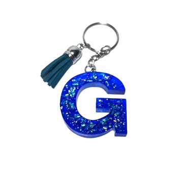 Breloc Gentelo cu initiala G, Handmade din rasina epoxidica Crystal albastru, 4 cm Breloc Gentelo cu initiala G, Handmade din rasina epoxidica Crystal albastru, 4 cm
