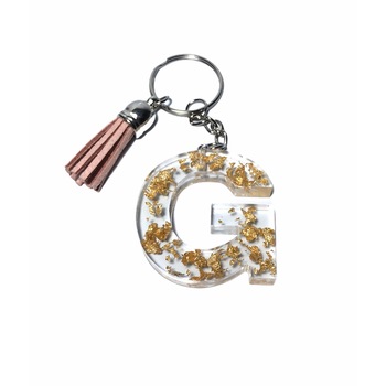 Breloc Gentelo cu initiala G, Handmade din rasina epoxidica Crystal auriu, 4 cm Breloc Gentelo cu initiala G, Handmade din rasina epoxidica Crystal auriu, 4 cm