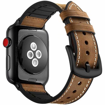 Curea iUni compatibila cu Apple Watch 1/2/3/4/5/6, 40mm, Leather Strap, Dark Coffee Curea iUni compatibila cu Apple Watch 1/2/3/4/5/6, 40mm, Leather Strap, Dark Coffee