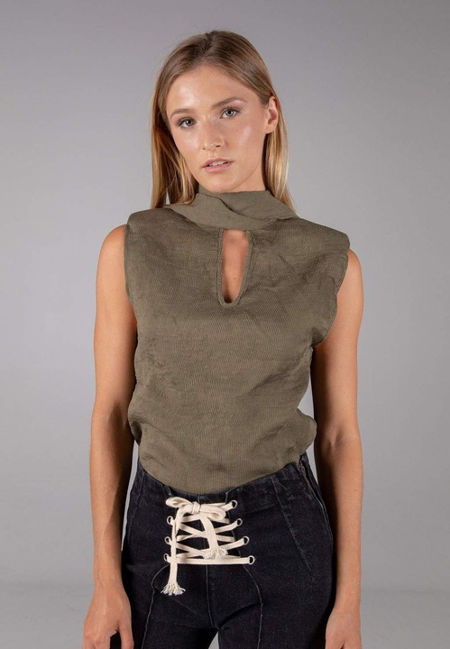 Bluza fara maneci Laagam, Pe gat, Kaki, Kaki