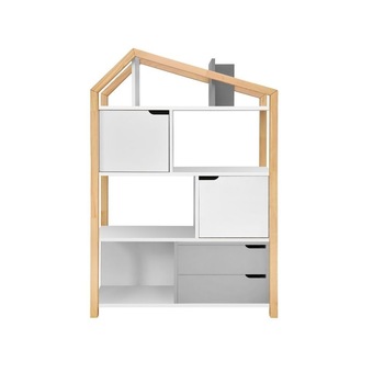 Biblioteca Kaya, Bellamy, lemn de pin, neasamblat, gri, 89 x 37 x 130 cm Biblioteca Kaya, Bellamy, lemn de pin, neasamblat, gri, 89 x 37 x 130 cm