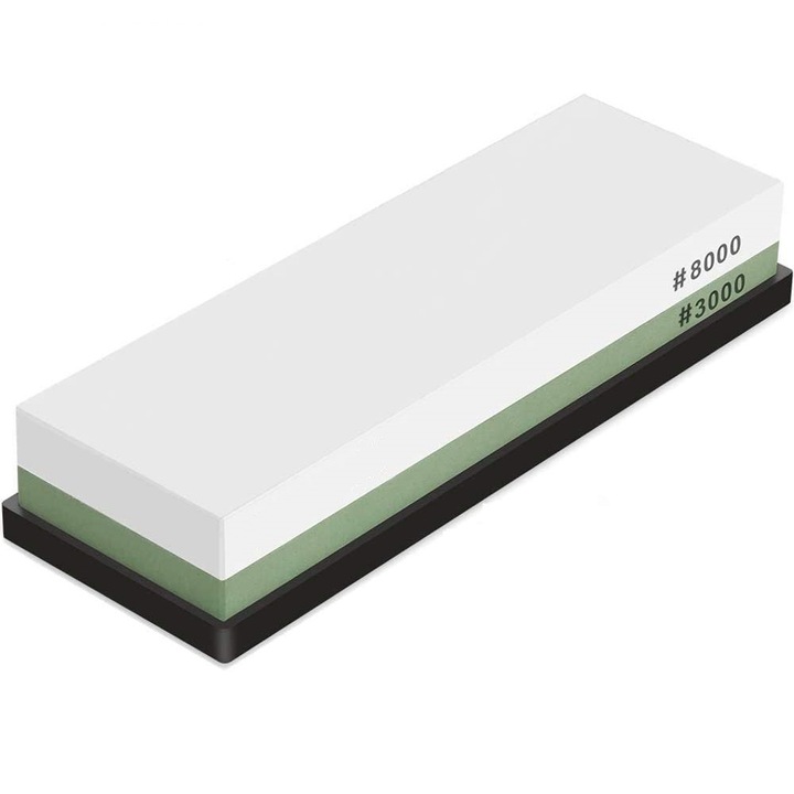 Piatra pentru Ascutirea Cutitelor prin Slefuire, LittleDomi, cu Suport din Silicon, 2 Granulatii 3000/8000, Ghidaj Unghiular, Ascutire, Finisare, Indreptare