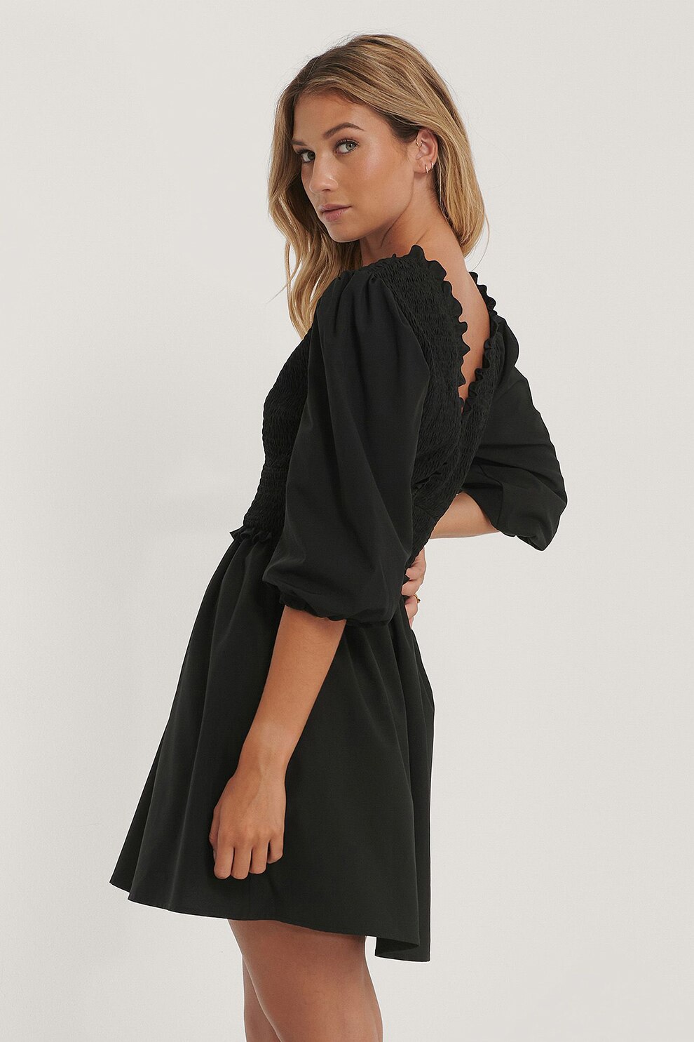 NA-KD, Rochie evazata cu insertie elastica, Negru