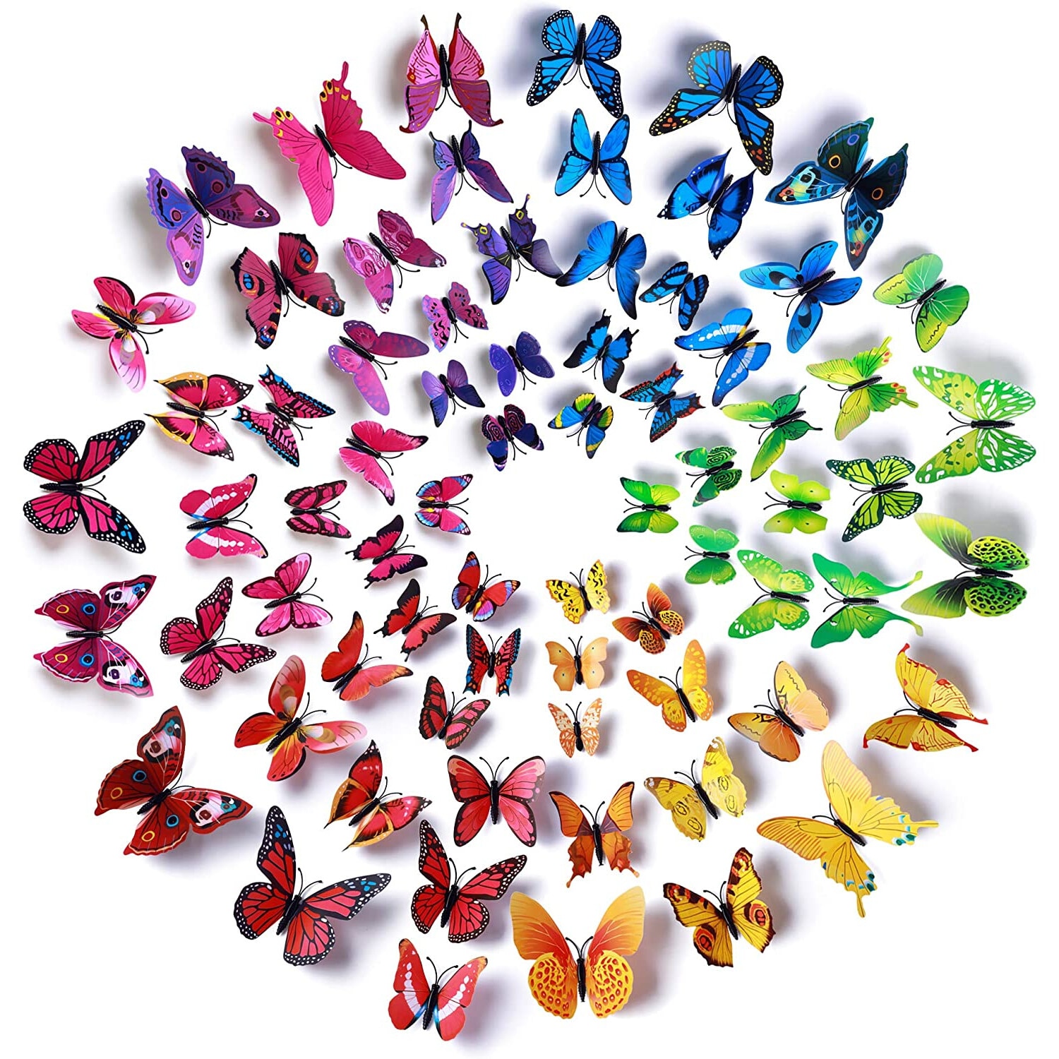 Set 72 stickere decorative Flyme, 3D, 6 x 12, Diverse marimi, Multicolor