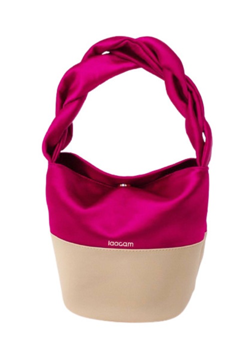 Geanta Laagam, Klein, Satin, 22x27x13 cm, Roz/Crem