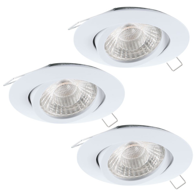 Set 3 spoturi incastrate Eglo Tedo 1 95357, GU10, 3x5W, 400 lm, A++, 80 mm, lumina alba calda (3000K), aluminiu, Alb