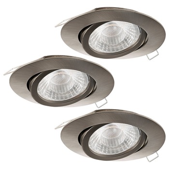 Set 3 spoturi incastrate Eglo Tedo 1 95359, GU10, 3x5W, 400 lm, A++, lumina alba calda (3000K), aluminiu, Nichel Mat Set 3 spoturi incastrate Eglo Tedo 1 95359, GU10, 3x5W, 400 lm, A++, lumina alba calda (3000K), aluminiu, Nichel Mat
