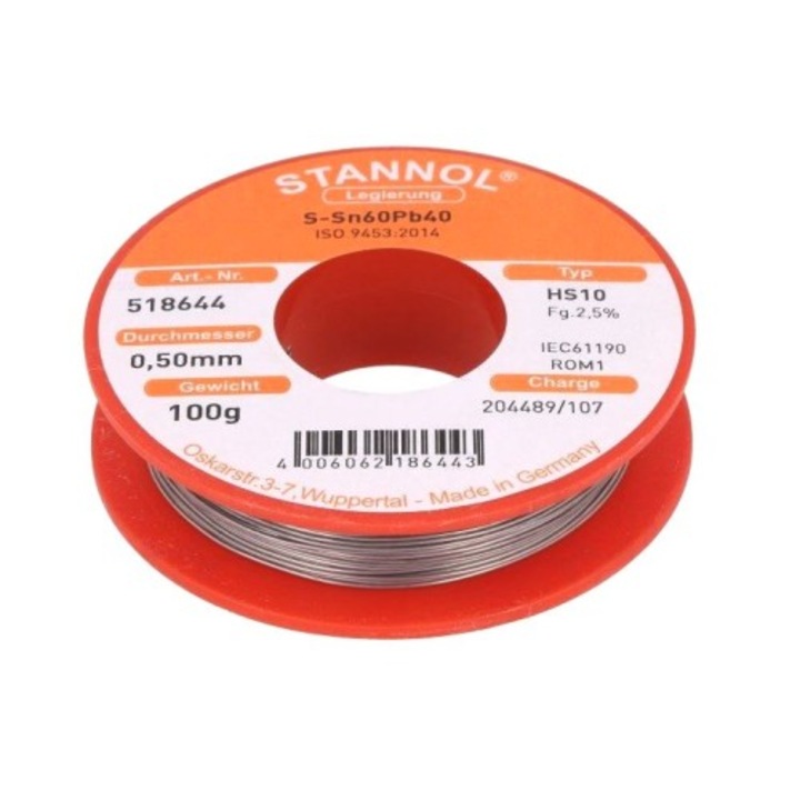 Fludor 0.5mm, 100g, SN60PB40, 518644, Stannol, 336554