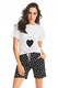 Pijamale dama, NACSHUA, Bumbac, alb/negru, S