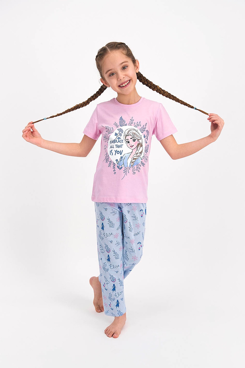 Disney, Pijama cu imprimeu cu Elsa, Roz/Albastru