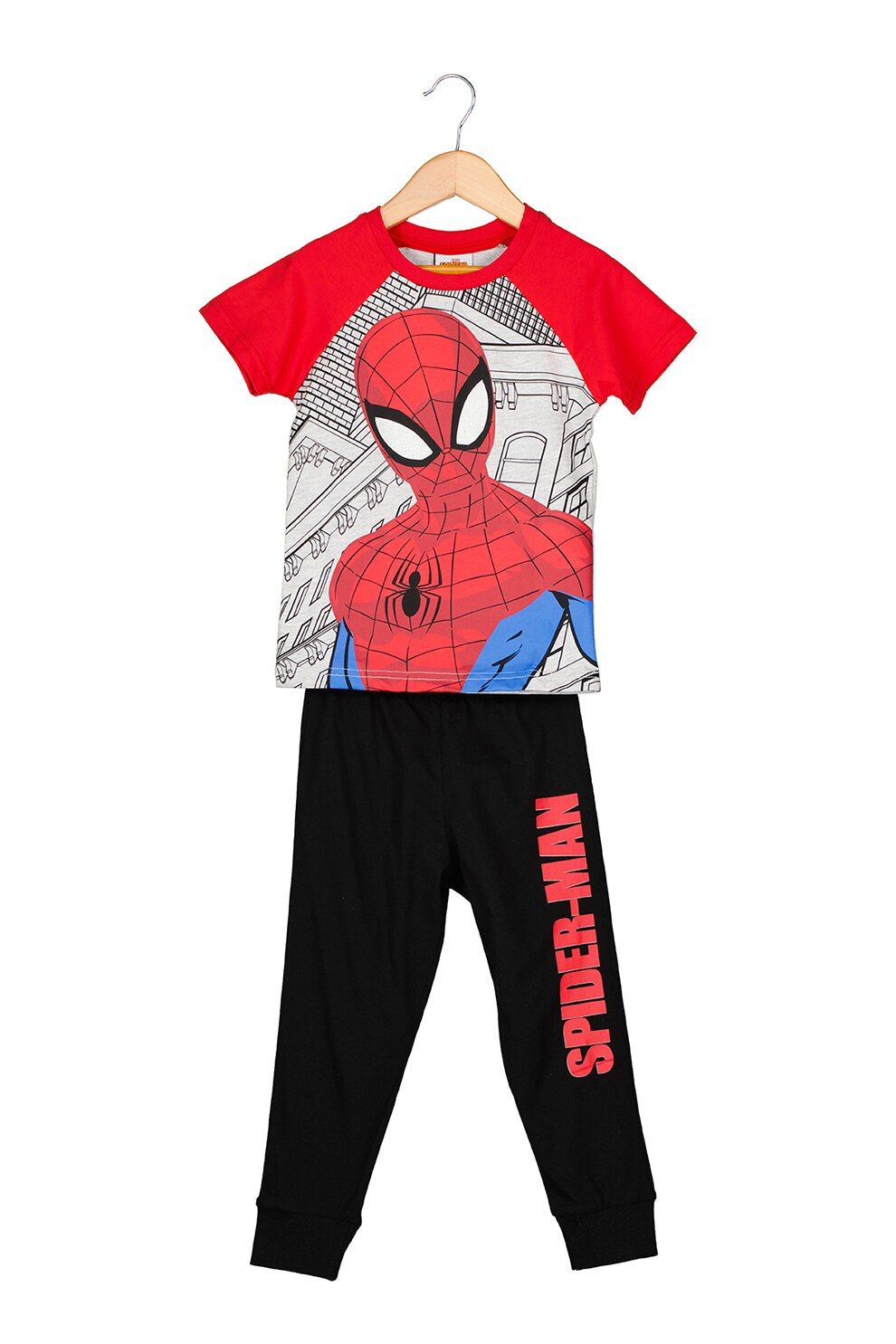 Disney, Pijama cu Spider-Man, Negru/Rosu/Gri melange