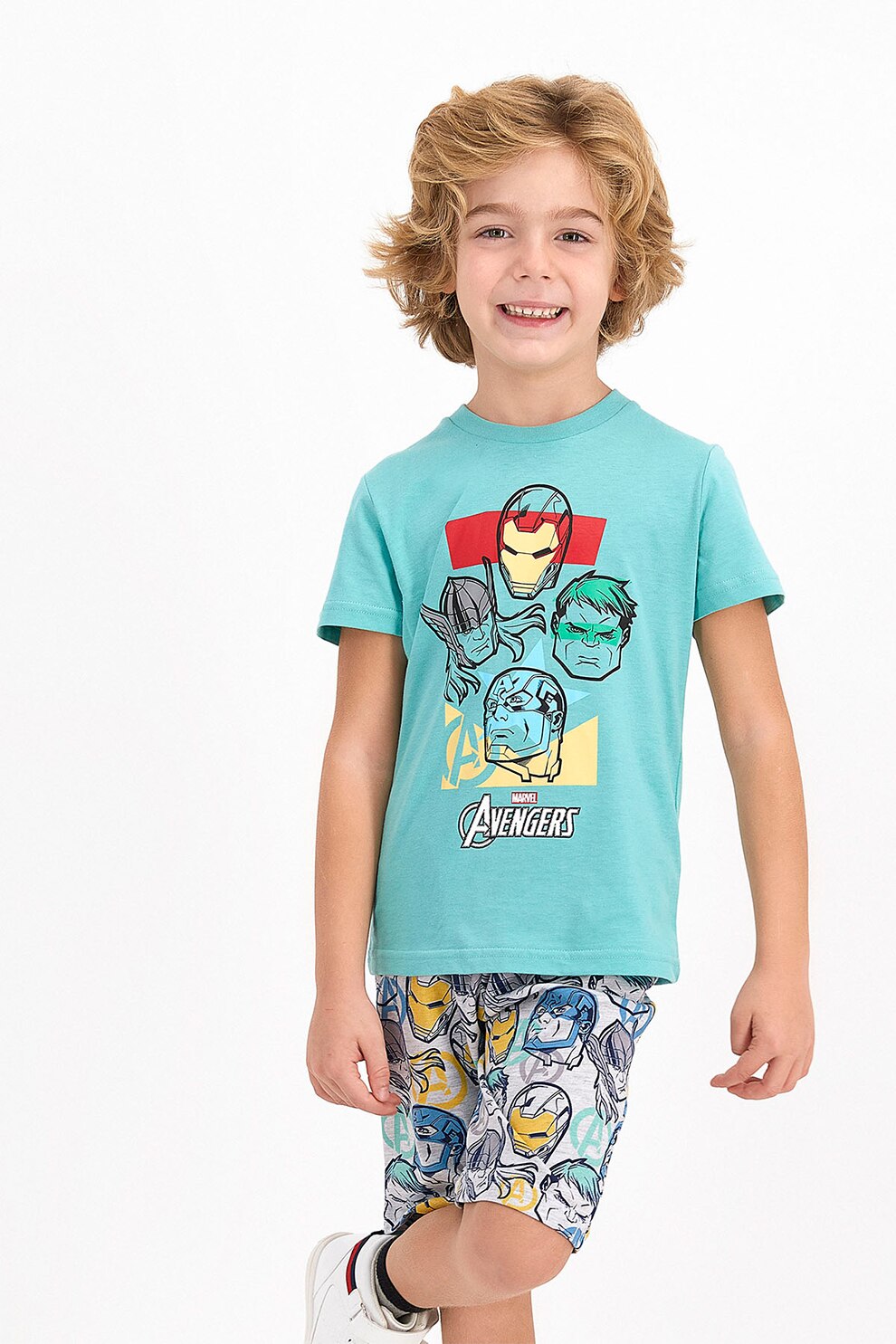 Disney, Pijama cu imprimeu cu desene, Turcoaz/Gri deschis