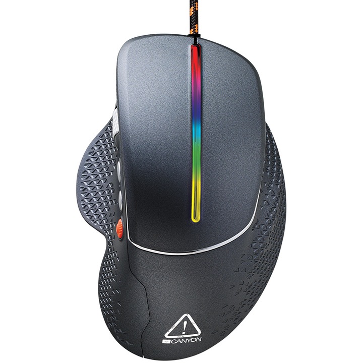 Геймърска мишка Canyon Apstar CND-SGM12RGB, С кабел, 6400 DPI, USB, RGB lights, Black