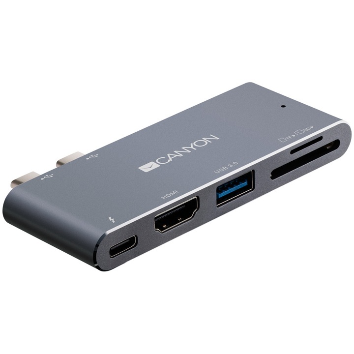 Докинг станция Canyon CNS-TDS05DG, 5 порта, USB-C, Алуминий
