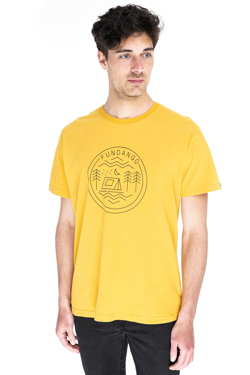 Fundango, Tricou cu imprimeu si decolteu la baza gatului, Oranj pal
