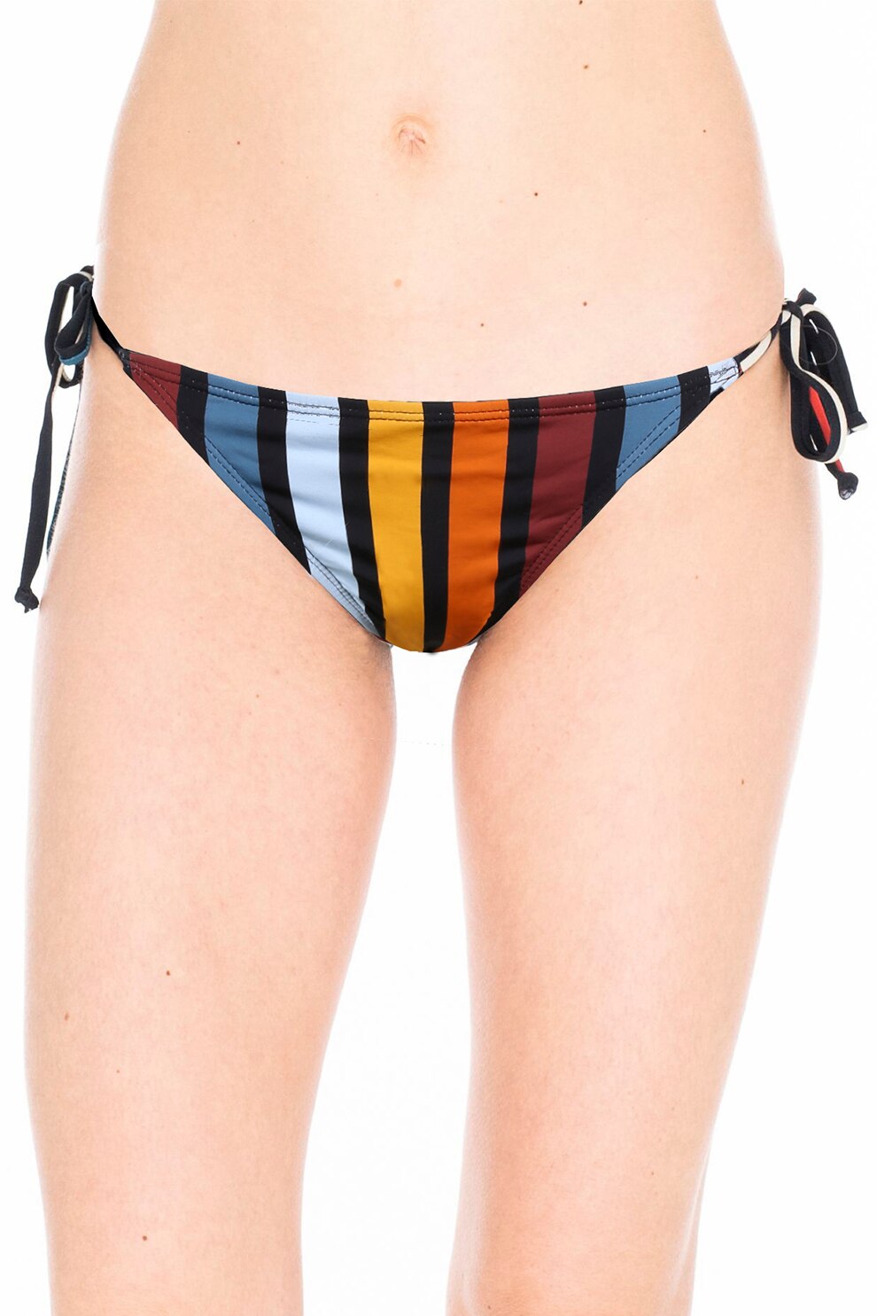 Fundango, Slip cu snururi laterale si model in dungi Innisfil, Negru/oranj/albastru prafuit