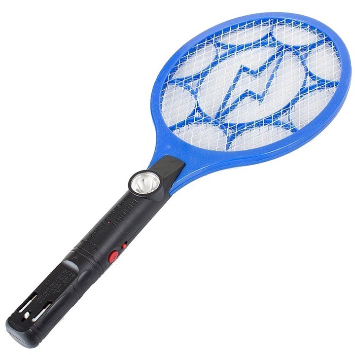 Електрическа бъркалка за мухи, насекоми или комари, с LED лампа, 51x21см, синя