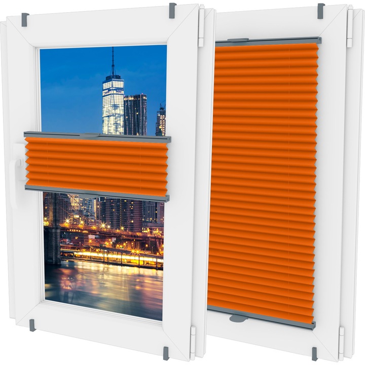 Jaluzea orizontala Oslonaokna, 40_1084, Profil invaziv, Textil, Gri/Portocaliu, 40x150 cm