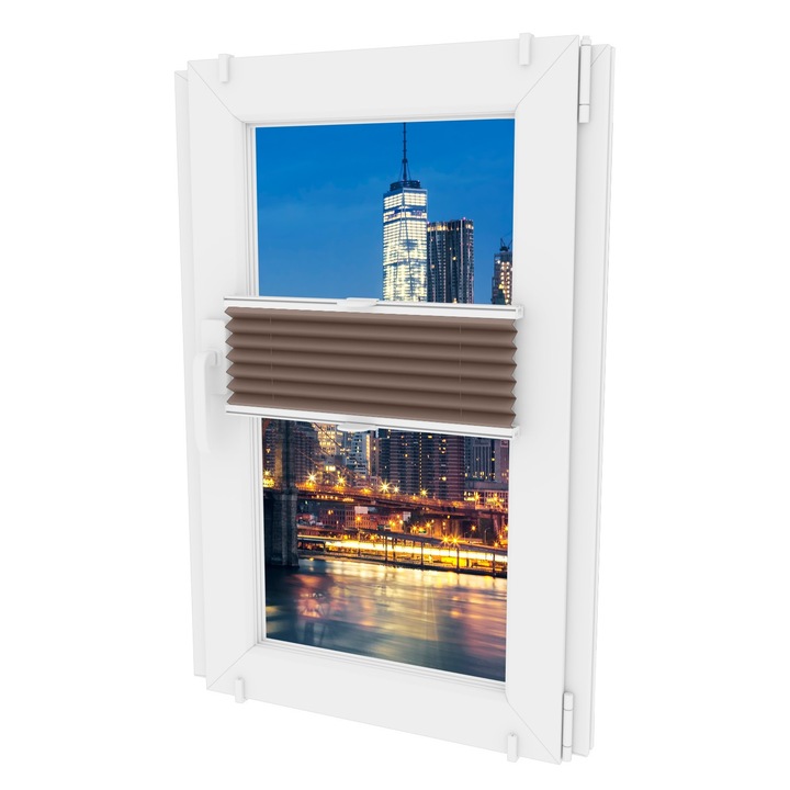 Jaluzea orizontala Oslonaokna, 41_1170, Profil non-invaziv, Textil, Alb/Maro deschis, 40x150 cm