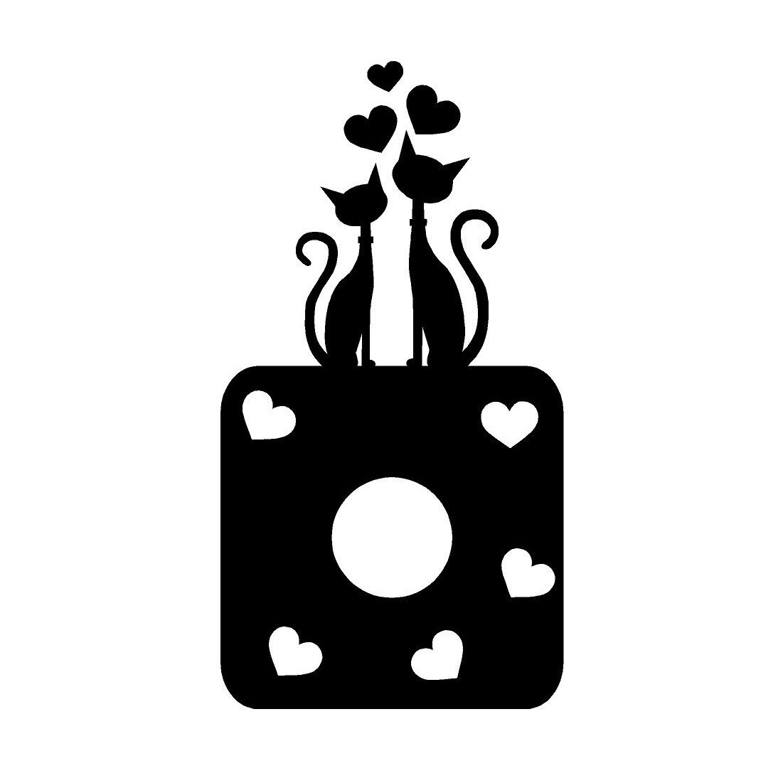 Sticker decorativ perete, ORAFOL, Sticker intrerupator pisicute indragostite , 17x32 cm