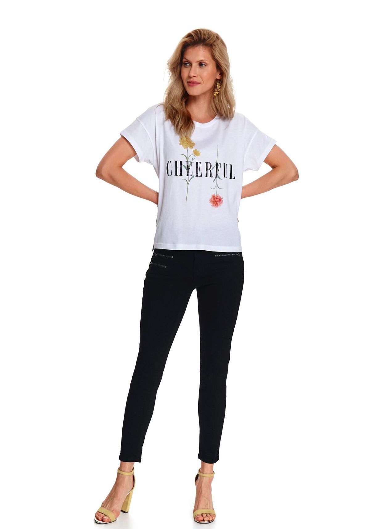 Tricou pentru femei, TOP SECRET, SPO4496, Alb