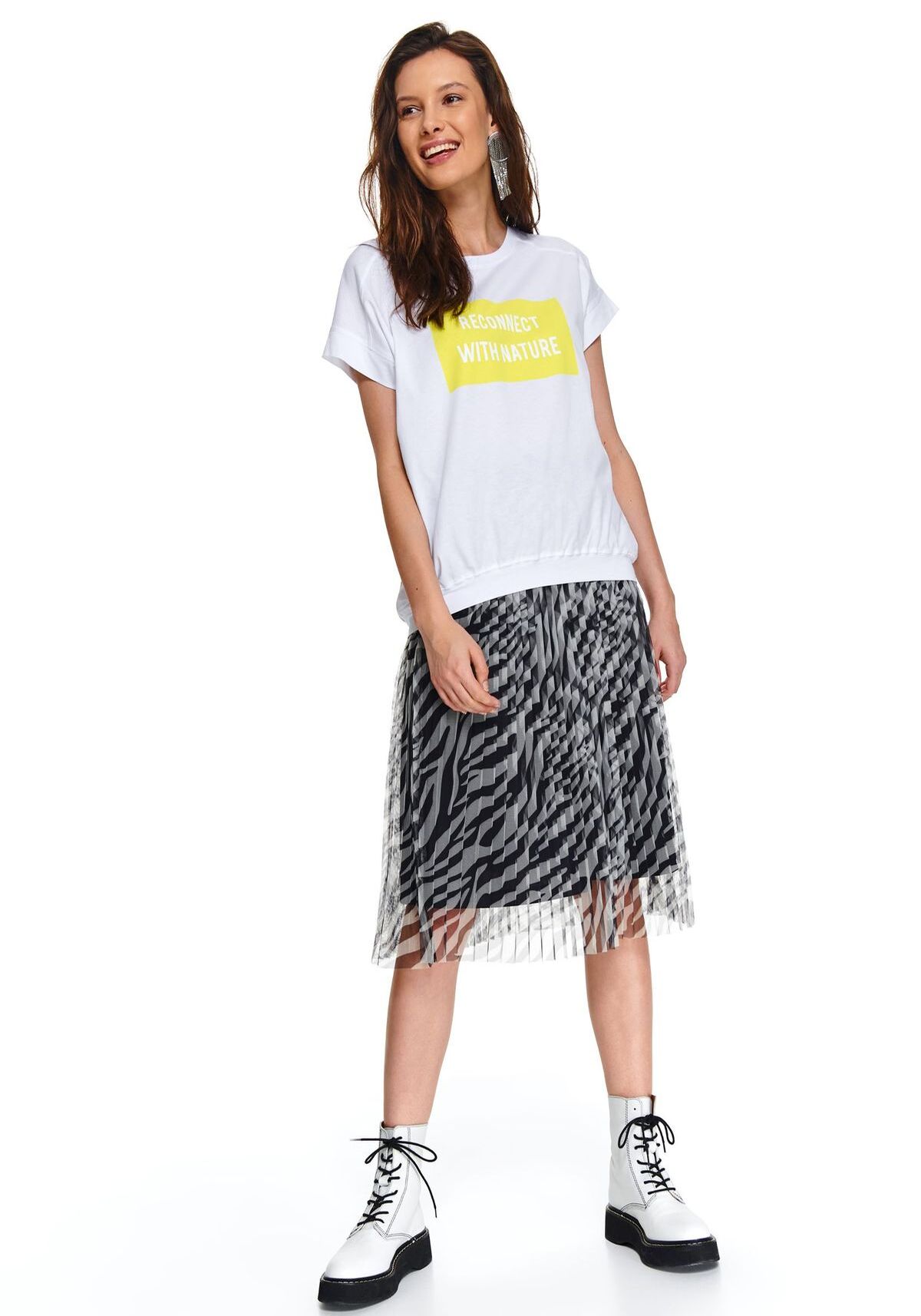 Tricou cu maneci scurte pentru femei, TOP SECRET, SPO4611, Alb, 34-36