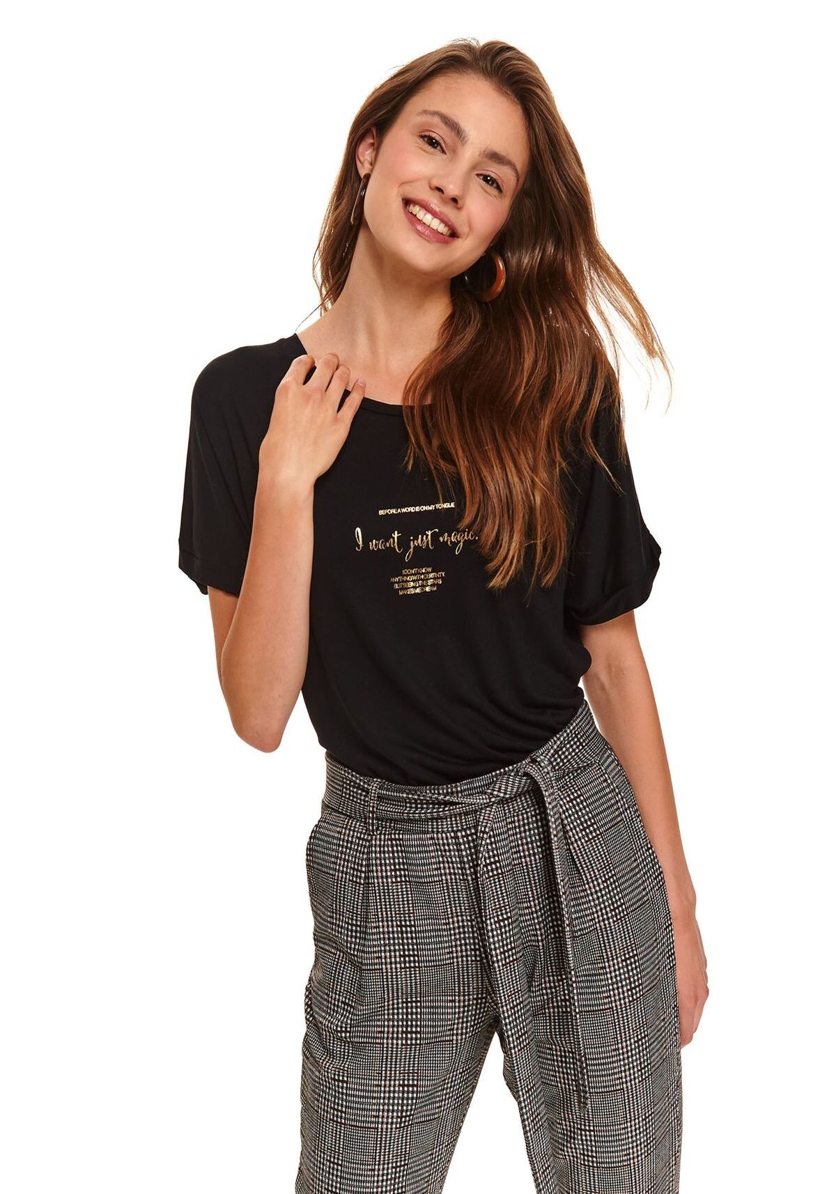 Tricou pentru femei, TOP SECRET, SPO4783, Negru