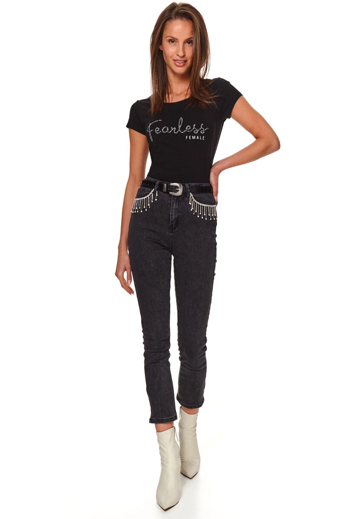 Tricou pentru femei, TOP SECRET, SPO4887, Alb