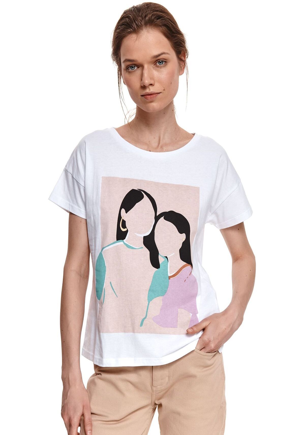 Tricou cu maneci scurte pentru femei, TOP SECRET, SPO4982, Alb