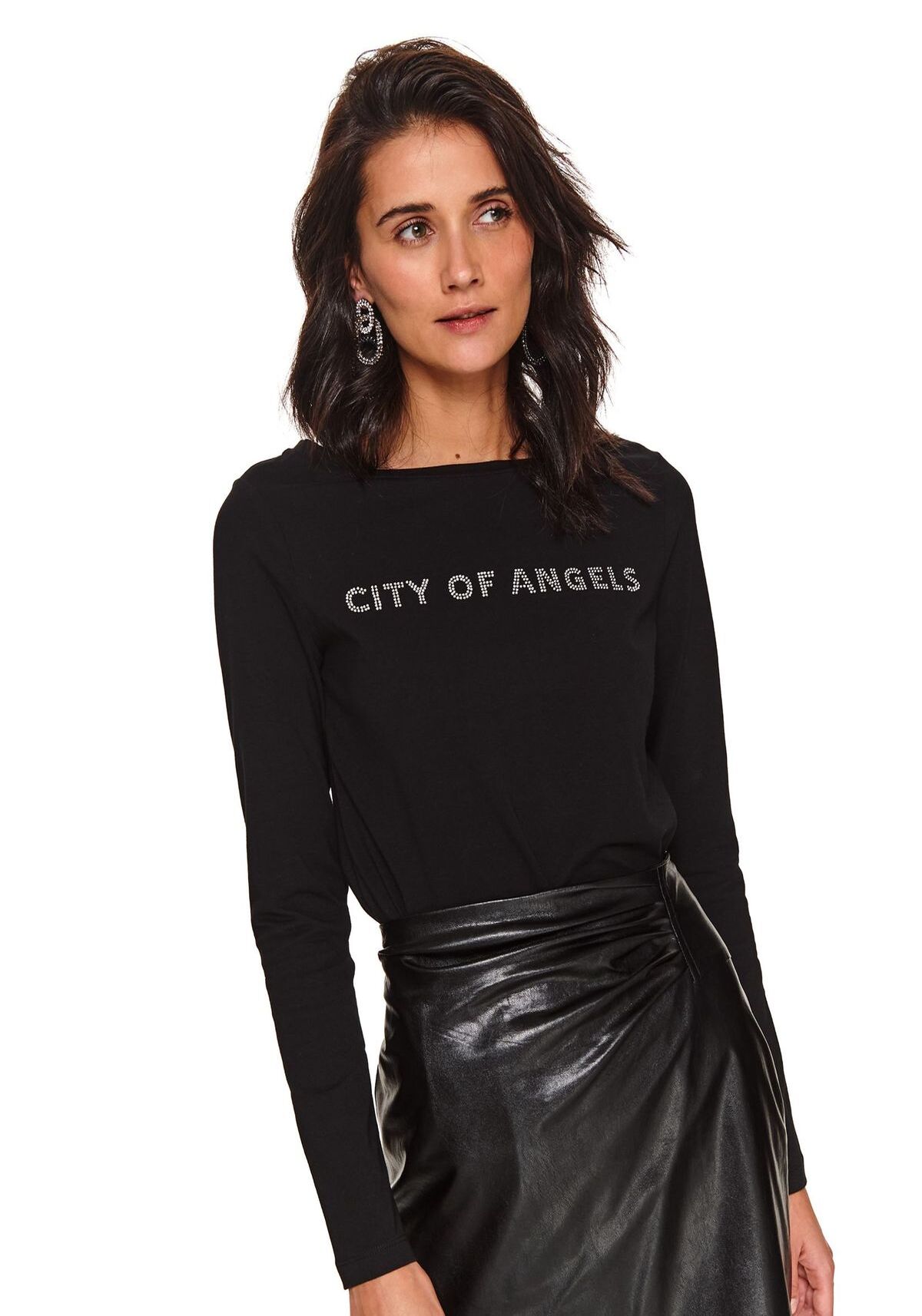 Tricou cu maneci lungi pentru femei, TOP SECRET, SPL0443, Negru