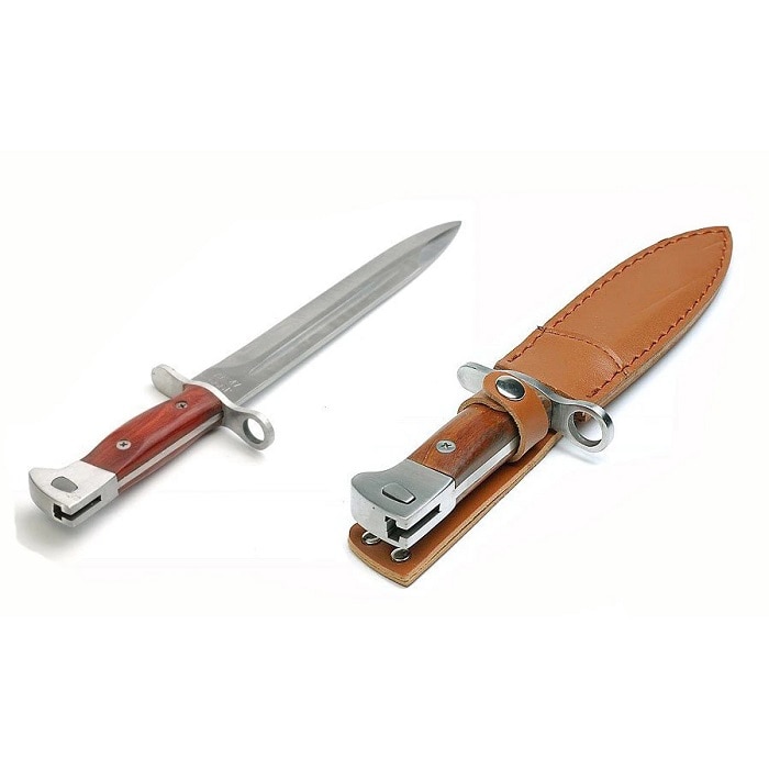 Cutit baioneta AK-47 CCCP 34,5 cm + teaca de prins la curea maro