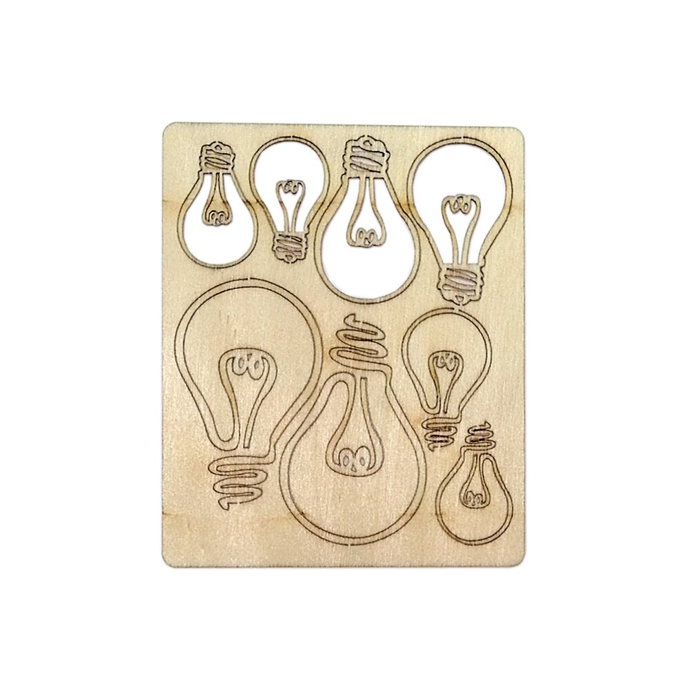 Set 8 becuri DIY din placaj de lemn, 13 x 10.7 cm