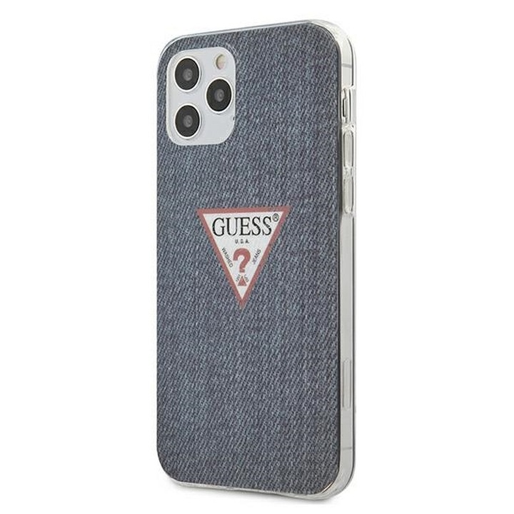 Apple iPhone 12 / 12 Pro Guess Jeans Collection Hátlap tok - GUHCP12MPCUJULDB, Sötétkék