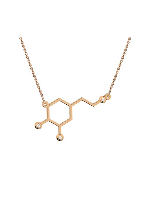 Lant cu pandantiv dopamina, Coriolan, aur roz 14K, diamant 3 x 0.01 carate, GVS1, 42-45 cm