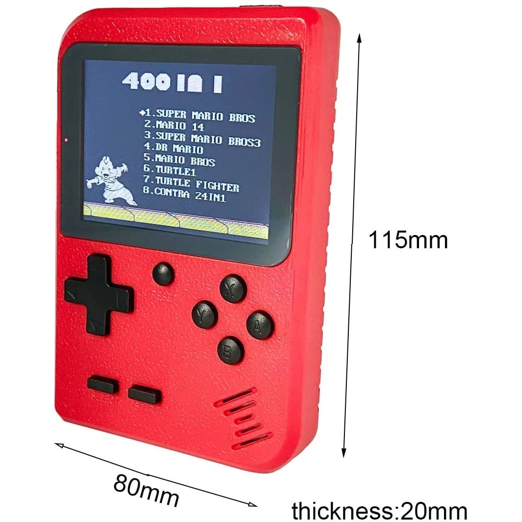 Mini consola portabila Flyme, Retro, 400 jocuri clasice FC, Ecran color 2.8", Rosu