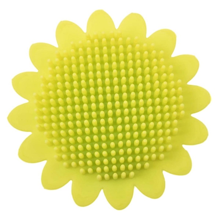 Perie silicon curatare fata, samponare par, masaj scalp copii/adulti, Style4Cosy, Green Sunflower