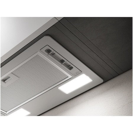 Hota incorporabila Elica ERA GR/A/52, Putere de absorbtie 220 mc/h, Sistem recirculare, Iluminare LED, Filtru de grasime, Clasa C, 52 cm, Argintiu