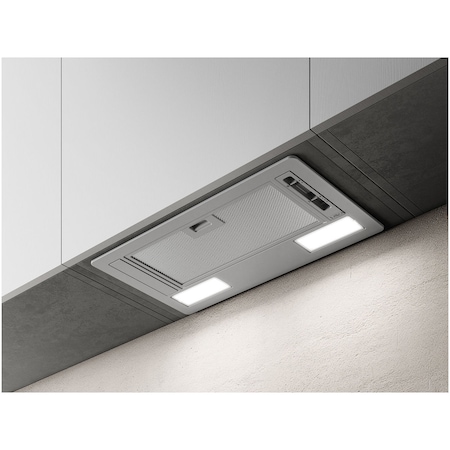 Hota incorporabila Elica ERA GR/A/52, Putere de absorbtie 220 mc/h, Sistem recirculare, Iluminare LED, Filtru de grasime, Clasa C, 52 cm, Argintiu
