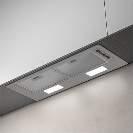 Hota incorporabila Elica ERA GR/A/72, Putere de absorbtie 220 mc/h, Sistem recirculare, Iluminare LED, Filtru de grasime, Clasa C, 72 cm, Argintiu