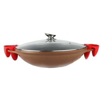 Cratita Wok cu interior marmorat cu capac Platinum DAW36, 36 cm Cratita Wok cu interior marmorat cu capac Platinum DAW36, 36 cm